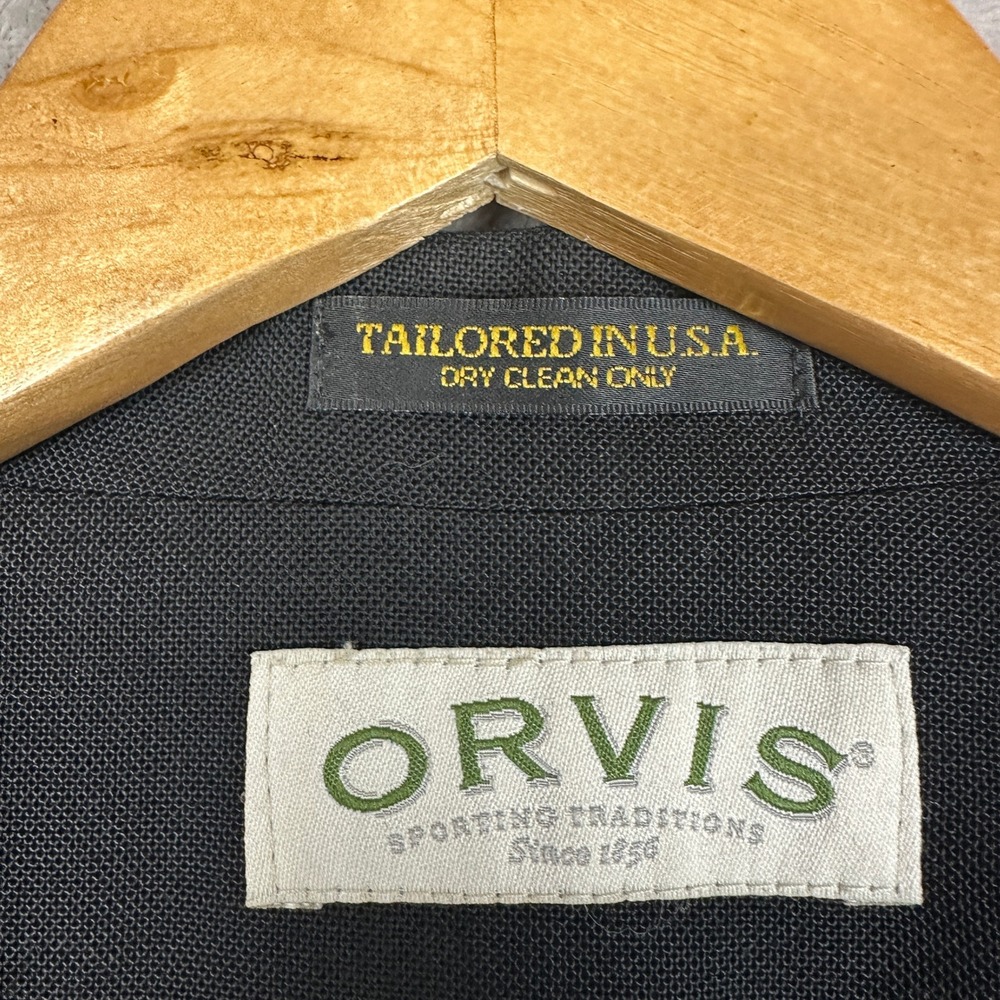 Vintage Orvis Black Blazer Mens 20R Tailored in USA Classic Sport Coat - Picture 2 of 9